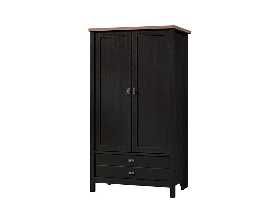 FaFurn - Farmhouse Black Oak Drawer and Garment Rod Wardrobe Armoire