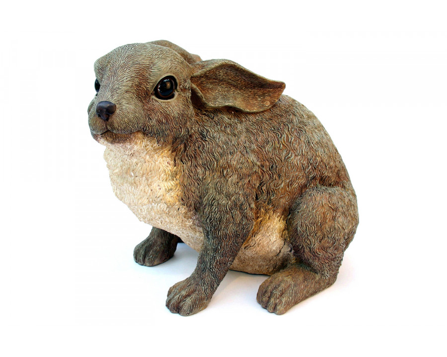 FaFurn - Bunny Rabbit Outdoor Garden Statue in Gray Brown Resin