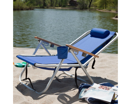 FaFurn - Beach Chair with Backpack Carrying Straps in Royal Blue