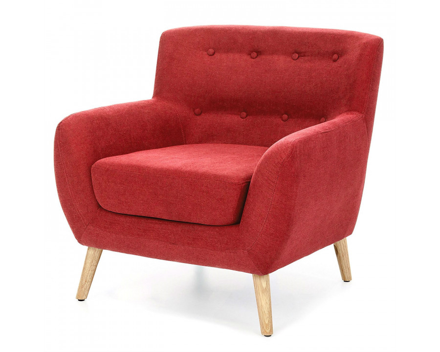 FaFurn Modern Armchair with Mid-Century Classic Style Wood Legs - Red