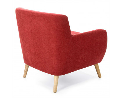 FaFurn Modern Armchair with Mid-Century Classic Style Wood Legs - Red