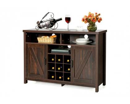 FaFurn - Rustic Espresso Detachable 9 Bottle Wine Rack Kitchen Buffet Storage Cabinet