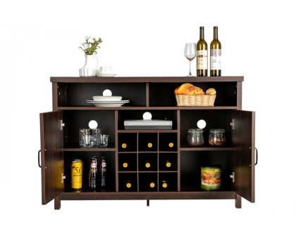 FaFurn - Rustic Espresso Detachable 9 Bottle Wine Rack Kitchen Buffet Storage Cabinet