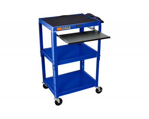 FaFurn Mobile Stand Up Computer Desk Workstation Cart - Royal Blue