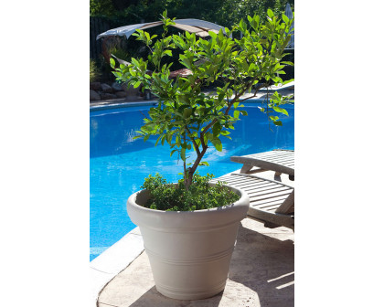 FaFurn - Round 26-Inch Outdoor Patio Planter For Small Tree in Weathered Concrete Finish