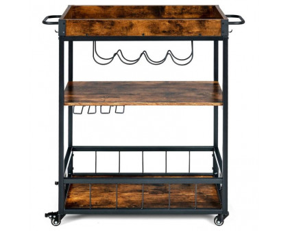 FaFurn - Modern Rolling Bar Cart in Wood