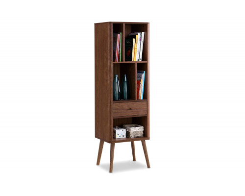 FaFurn - Mid-Century Modern Bookcase Display Shelf in Walnut Wood Finish