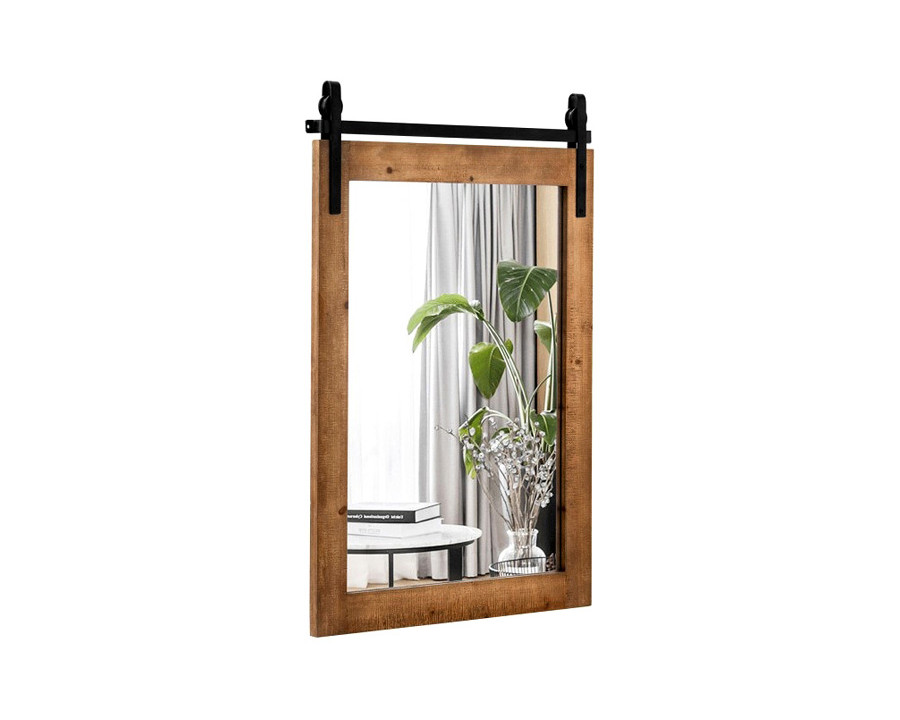 FaFurn - 30 X 22 Inch Rustic Farmhouse Wall Mounted Bathroom Mirror