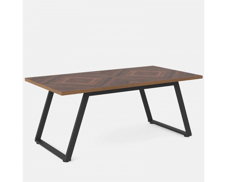 FaFurn Modern Rectangle Dining Table - Brown, Metal Frame