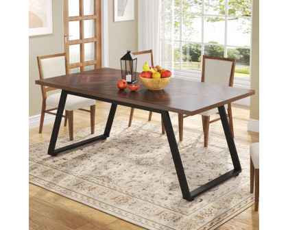 FaFurn Modern Rectangle Dining Table - Brown, Metal Frame