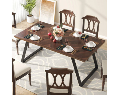 FaFurn Modern Rectangle Dining Table - Brown, Metal Frame