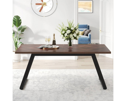 FaFurn Modern Rectangle Dining Table - Brown, Metal Frame