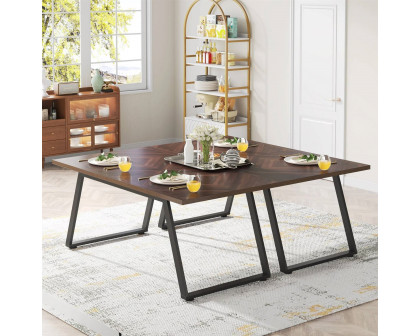 FaFurn Modern Rectangle Dining Table - Brown, Metal Frame