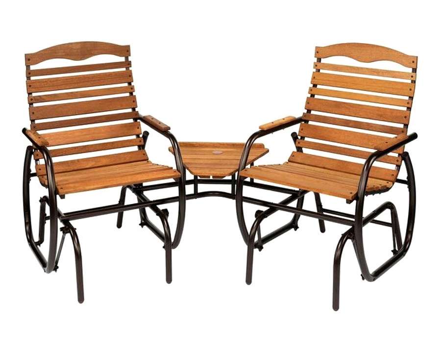 FaFurn - Modern Farmhome 3 Piece Glider Chairs Set with Side Table