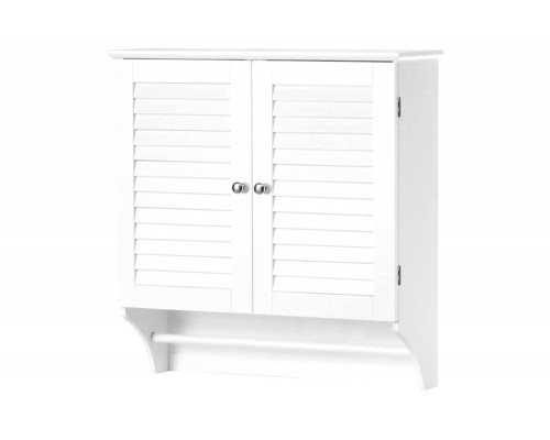 FaFurn Wall Mounted Bathroom Cabinet with Shelves and Towel Bar - White