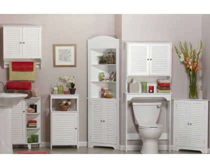 FaFurn Wall Mounted Bathroom Cabinet with Shelves and Towel Bar - White