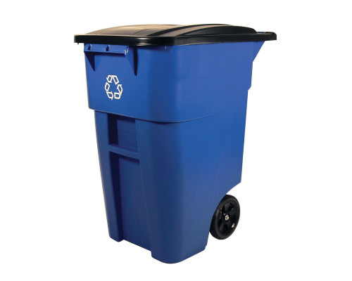 FaFurn 50 Gallon Trash Can with Black Lid - Blue