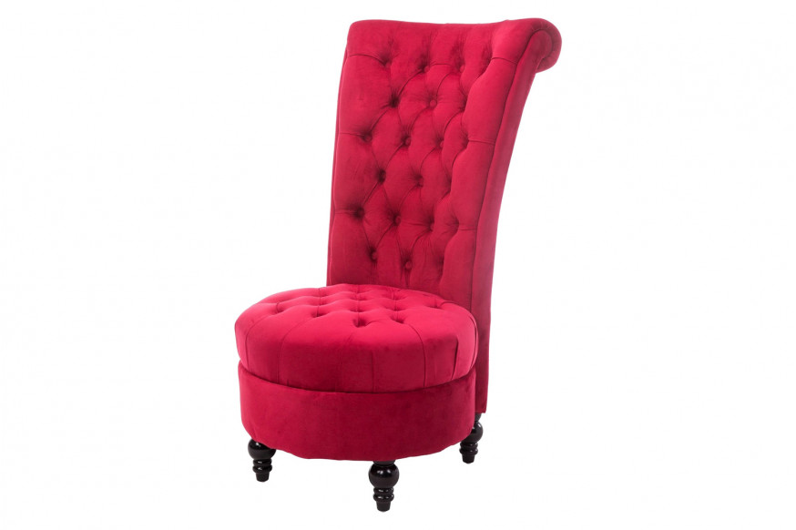 FaFurn™ Tufted High Back Plush Velvet Upholstered Accent Low Profile Chair - Red