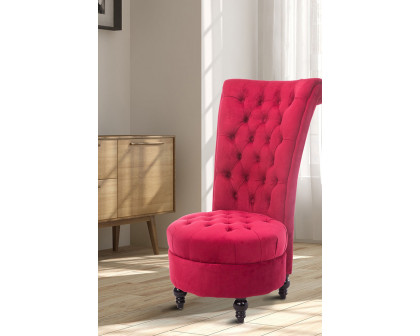 FaFurn™ Tufted High Back Plush Velvet Upholstered Accent Low Profile Chair - Red