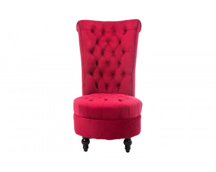 FaFurn™ Tufted High Back Plush Velvet Upholstered Accent Low Profile Chair - Red