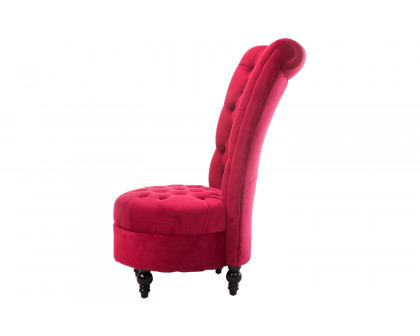 FaFurn™ Tufted High Back Plush Velvet Upholstered Accent Low Profile Chair - Red