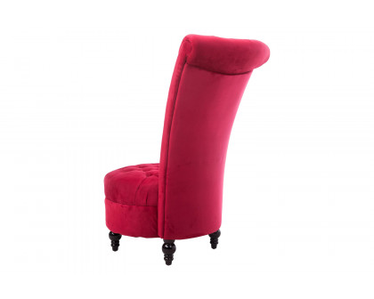 FaFurn™ Tufted High Back Plush Velvet Upholstered Accent Low Profile Chair - Red