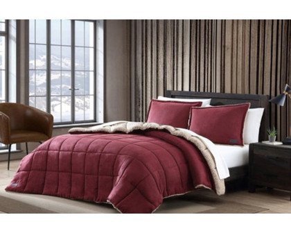 FaFurn Plush Sherpa Reversible Micro Suede Comforter Set - Marron, Full/Queen Size