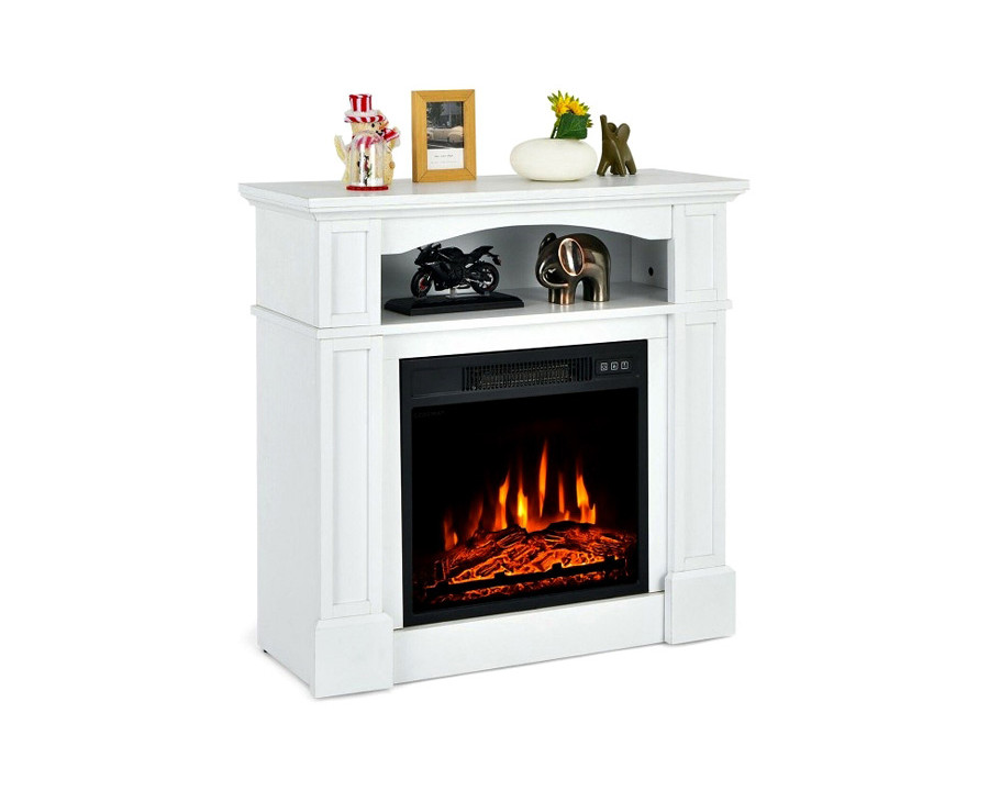 FaFurn - 32 Inch 1,400 Watt Electric TV Stand Fireplace with Shelf White