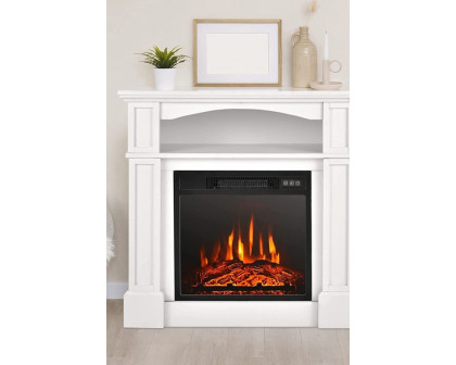 FaFurn - 32 Inch 1,400 Watt Electric TV Stand Fireplace with Shelf White