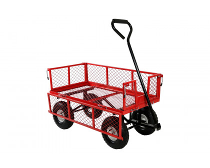 FaFurn Heavy Duty Steel Garden Utility Cart Wagon with Removable Sides - Red