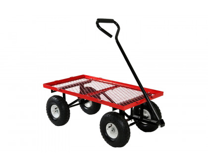 FaFurn Heavy Duty Steel Garden Utility Cart Wagon with Removable Sides - Red