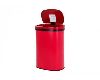 FaFurn - Red 13 Gallon Stainless Steel Motion Sensor Trash Can