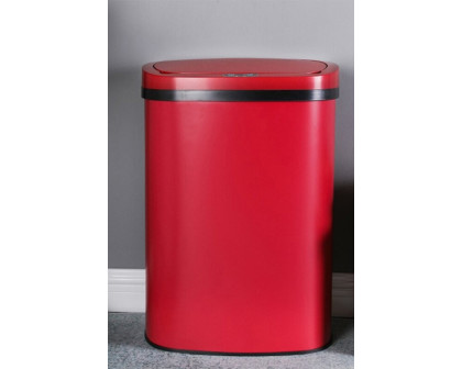 FaFurn - Red 13 Gallon Stainless Steel Motion Sensor Trash Can