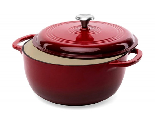 FaFurn 6 Quart Large Enamel Cast-Iron Dutch Oven Kitchen Cookware - Red