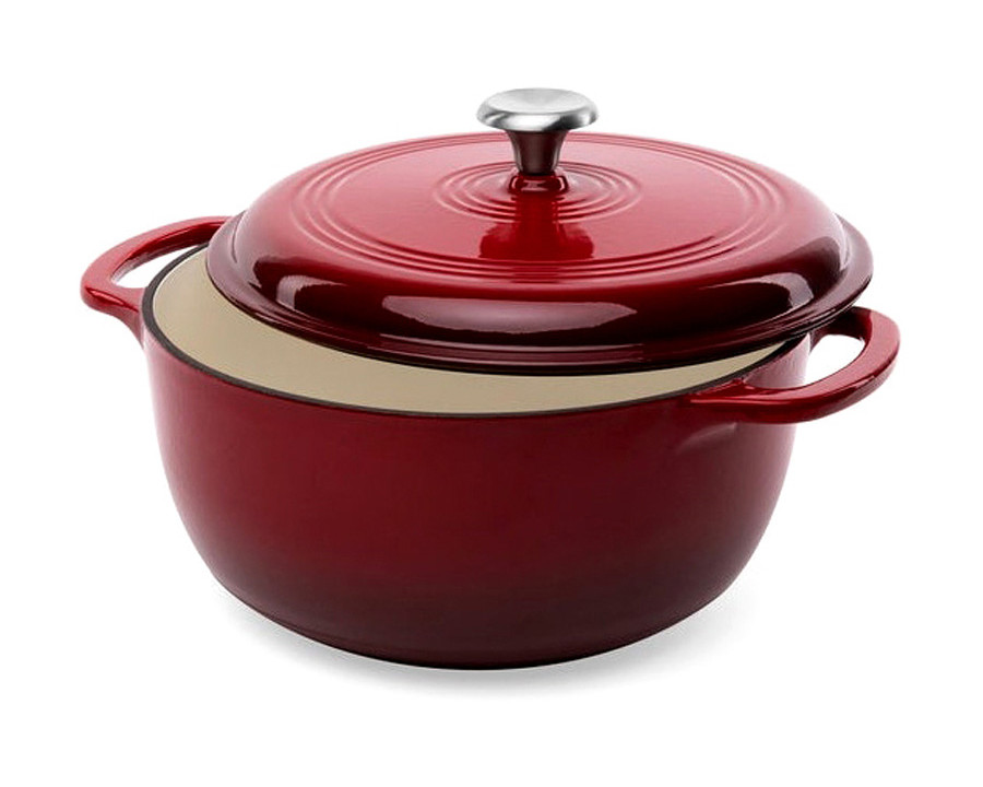 FaFurn 6 Quart Large Enamel Cast-Iron Dutch Oven Kitchen Cookware - Red