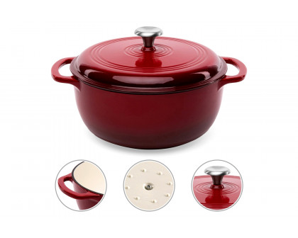 FaFurn 6 Quart Large Enamel Cast-Iron Dutch Oven Kitchen Cookware - Red