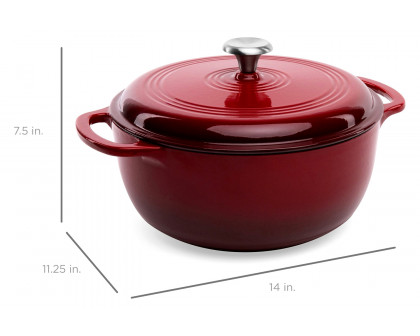 FaFurn 6 Quart Large Enamel Cast-Iron Dutch Oven Kitchen Cookware - Red