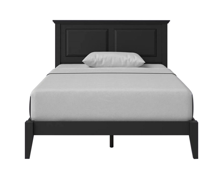 FaFurn Traditional Full Size Platform Bed with Headboard - Black, Wood