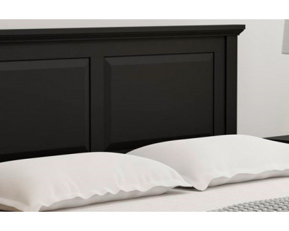 FaFurn Traditional Full Size Platform Bed with Headboard - Black, Wood