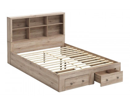 FaFurn - Farmhouse Low Profile 2 Drawer Storage Platform Bed