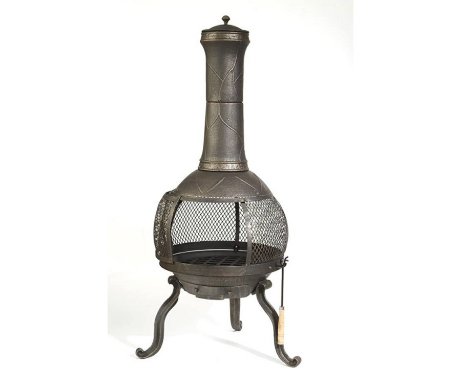 FaFurn Rustic Outdoor Steel Cast Iron Chimenea Wood Fire Pit