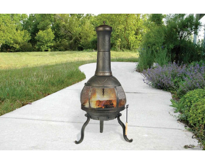 FaFurn Rustic Outdoor Steel Cast Iron Chimenea Wood Fire Pit