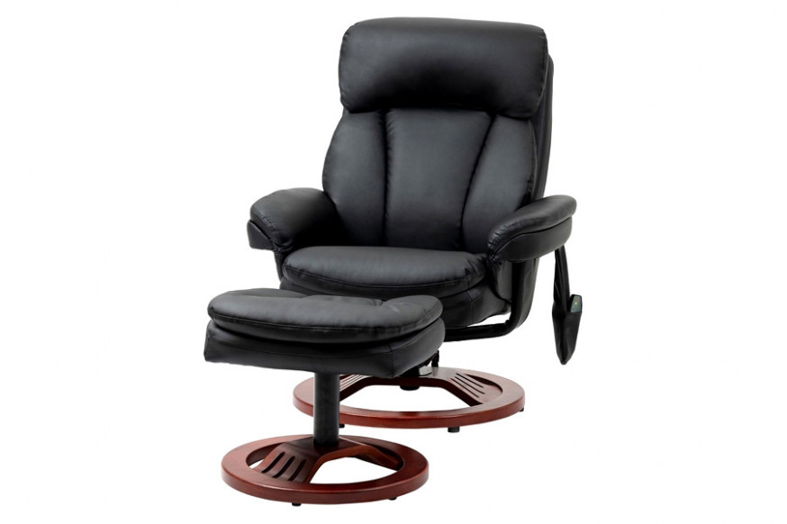 FaFurn™ Adjustable Faux Leather Electric Remote Massage Recliner Chair 6788 W/ Ottoman - Black