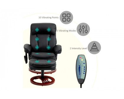 FaFurn™ Adjustable Faux Leather Electric Remote Massage Recliner Chair 6788 W/ Ottoman - Black