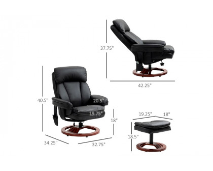 FaFurn™ Adjustable Faux Leather Electric Remote Massage Recliner Chair 6788 W/ Ottoman - Black