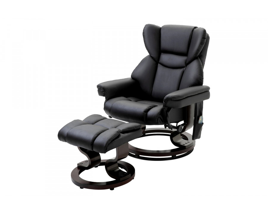 FaFurn - Adjustable Faux Leather Electric Remote Massage Recliner Chair 3277 W/ Ottoman