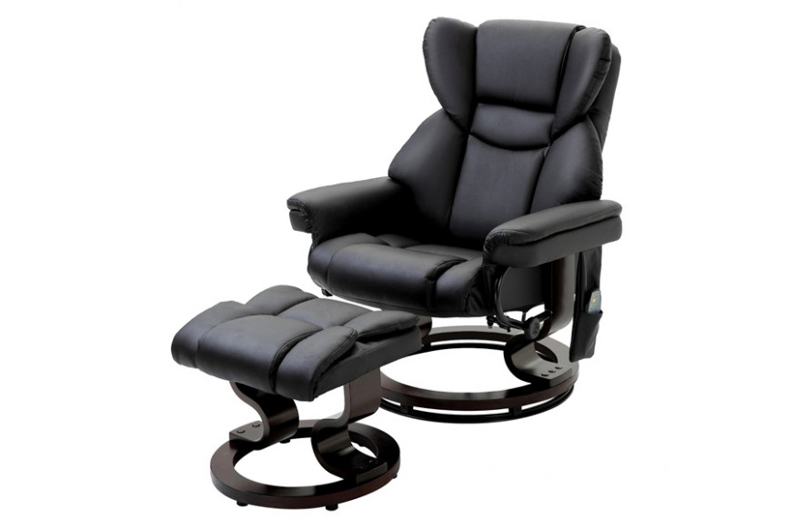 FaFurn™ Adjustable Faux Leather Electric Remote Massage Recliner Chair 3277 W/ Ottoman - Black