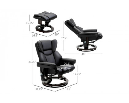 FaFurn™ Adjustable Faux Leather Electric Remote Massage Recliner Chair 3277 W/ Ottoman - Black