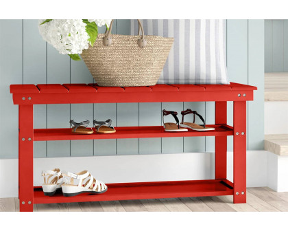 FaFurn - Wooden 2-Shelf Shoe Rack Storage Bench