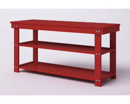 FaFurn Wooden 2-Shelf Shoe Rack Storage Bench - Red